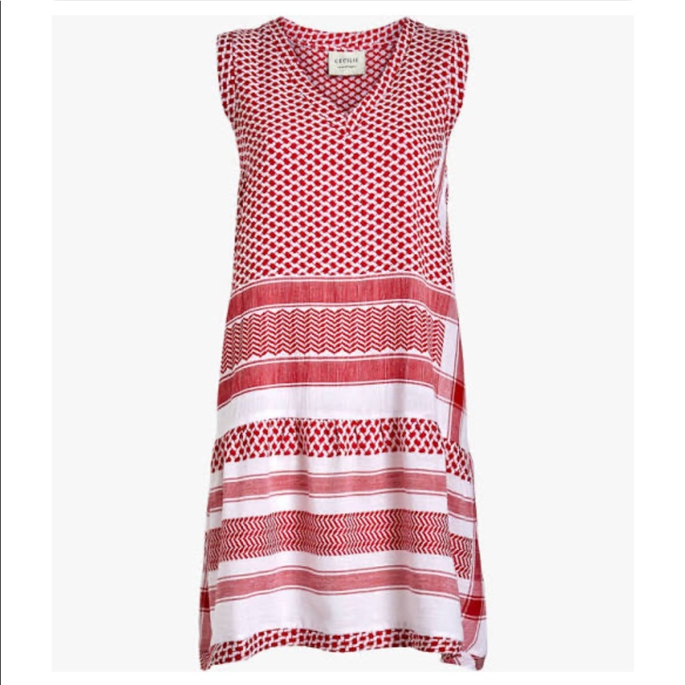 Cecilie Copenhagen Red & White V-Neck Shift Dress